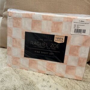 Rachel Zoe King Sheet Set - Pink and White